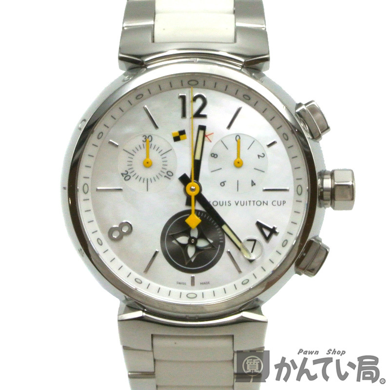 22429 LOUIS VUITTON【ルイ・ヴィトン】タンブール ラブリーカップ クロノグラフ デイト Q11BA クオーツ 腕時計 SS×セラミック