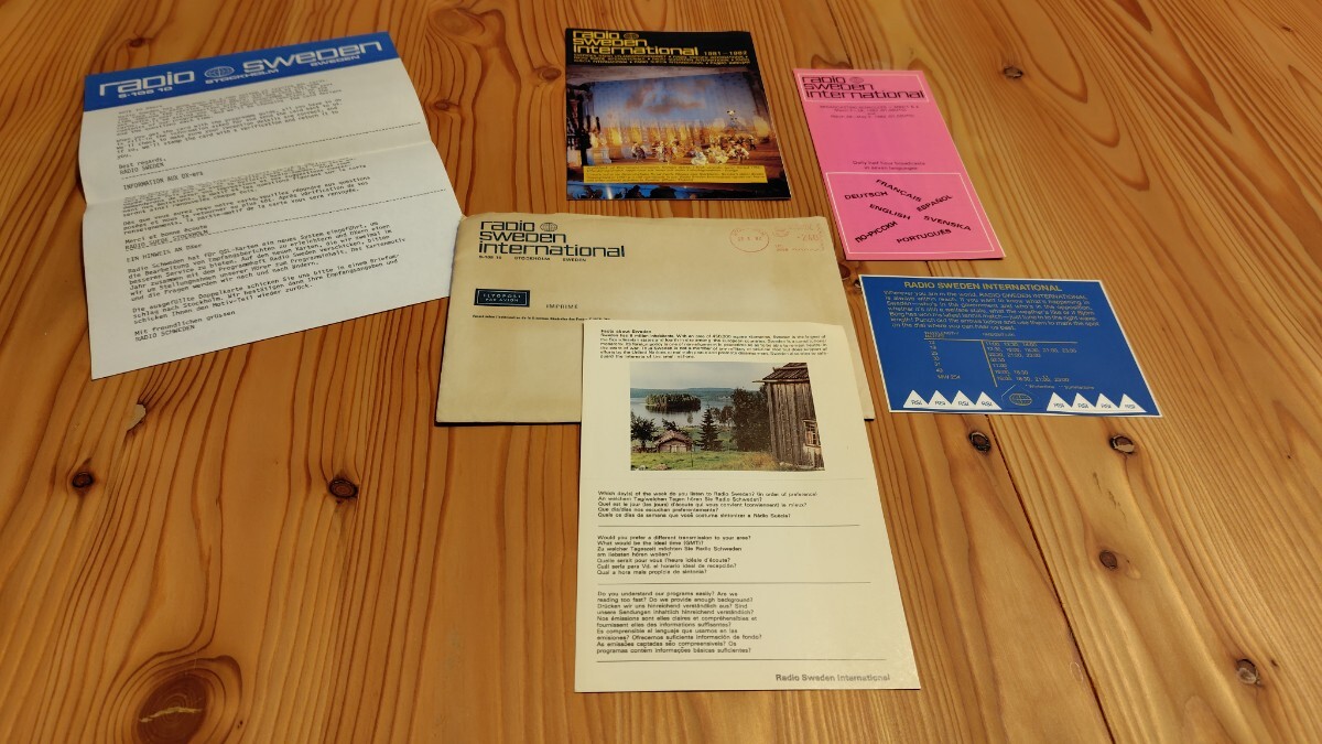 ベリカード　ラジオスウェーデン　Radio Sweden International 受信証明書 番組表 など　BCL 短波放送 絵ハガキ
