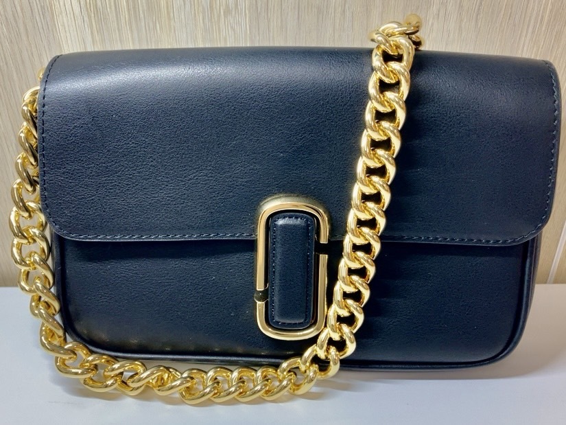 ★MARCJACOBS マークジェイコブス バッグ チェーンショルダー チェーンストラップ ダブルJマーク ブラック レディース ゴールド系 中古