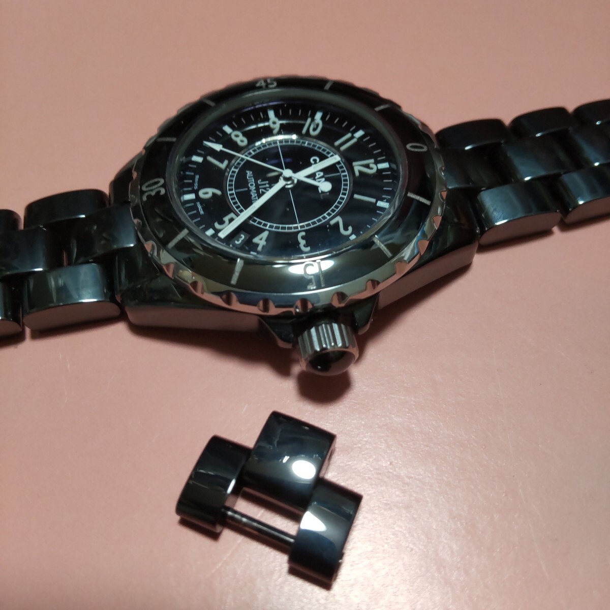 CHANEL 純正 シャネル 正規 J12 BK 1 コマ 駒 セラミック ベルト 黒 ブレスレット 幅 17mm メンズ 調整 ピン H0940 H0685 他 01 送料込み