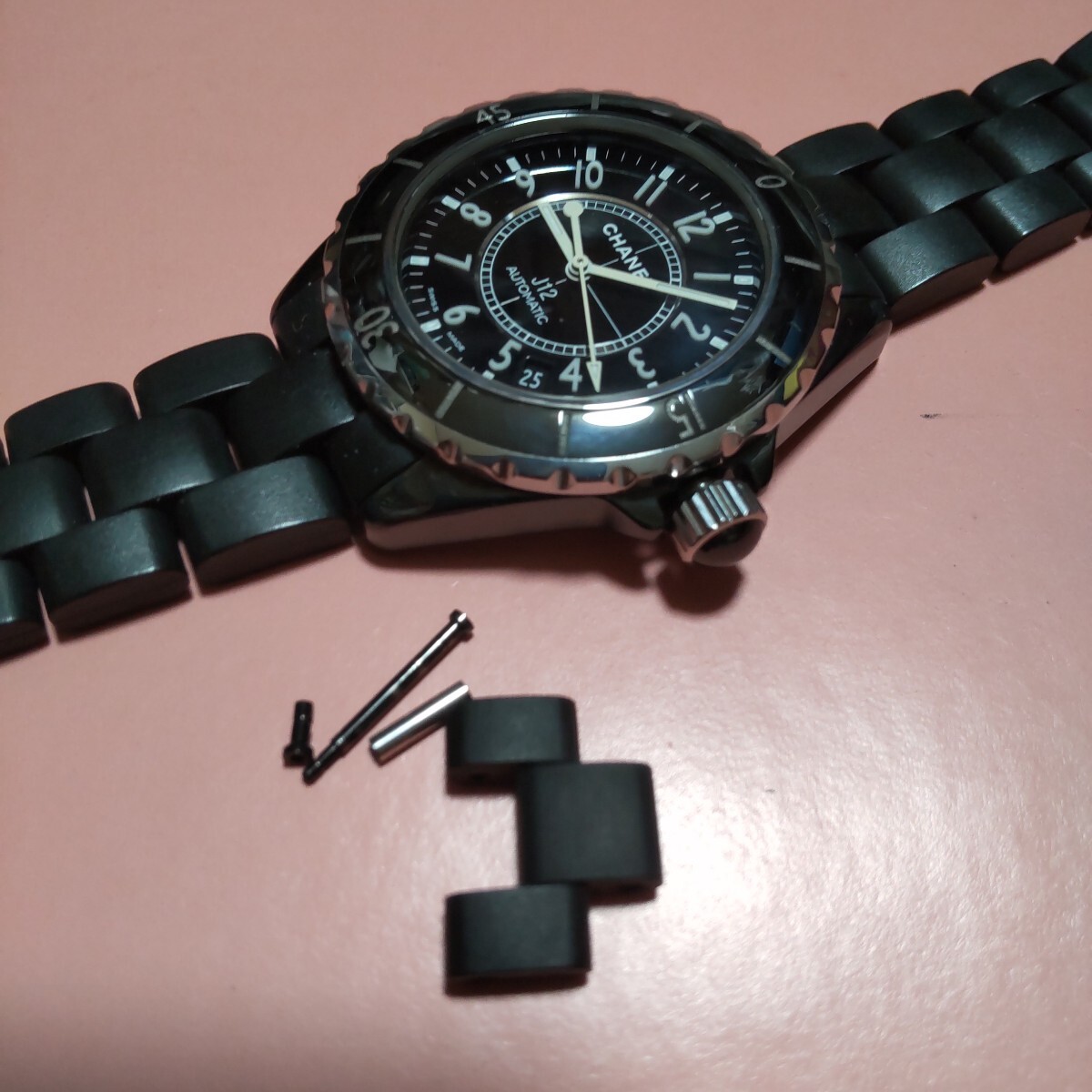 CHANEL J12 黒 BK ラバー 1 コマ 駒 ベルト ブレスレット 調整 部品 シャネル 正規 純正 H0684 H0939 H2039 ほか 幅17mm 付属品 送料込 014