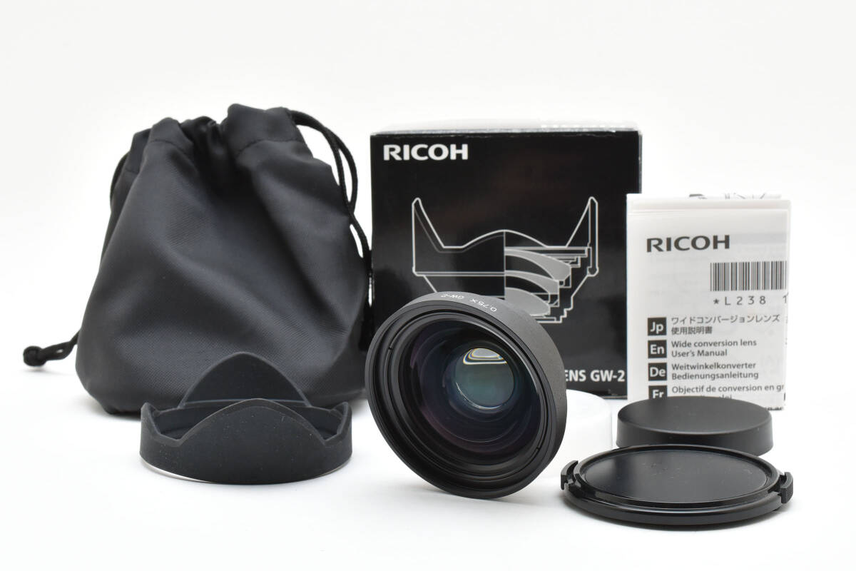 元箱 フード ポーチ付 ★極上美品★ RICOH リコー GW-2 ワイドコンバージョンレンズ (4986)