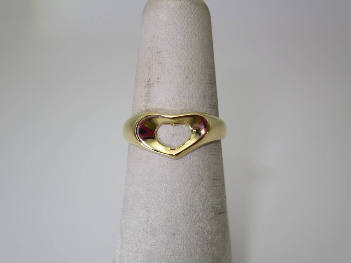 ☆ ティファニー オープンハート 750(K18YG) 約12.1～12.3号位 約3.3g位 仕上済 中古 リング ☆②T