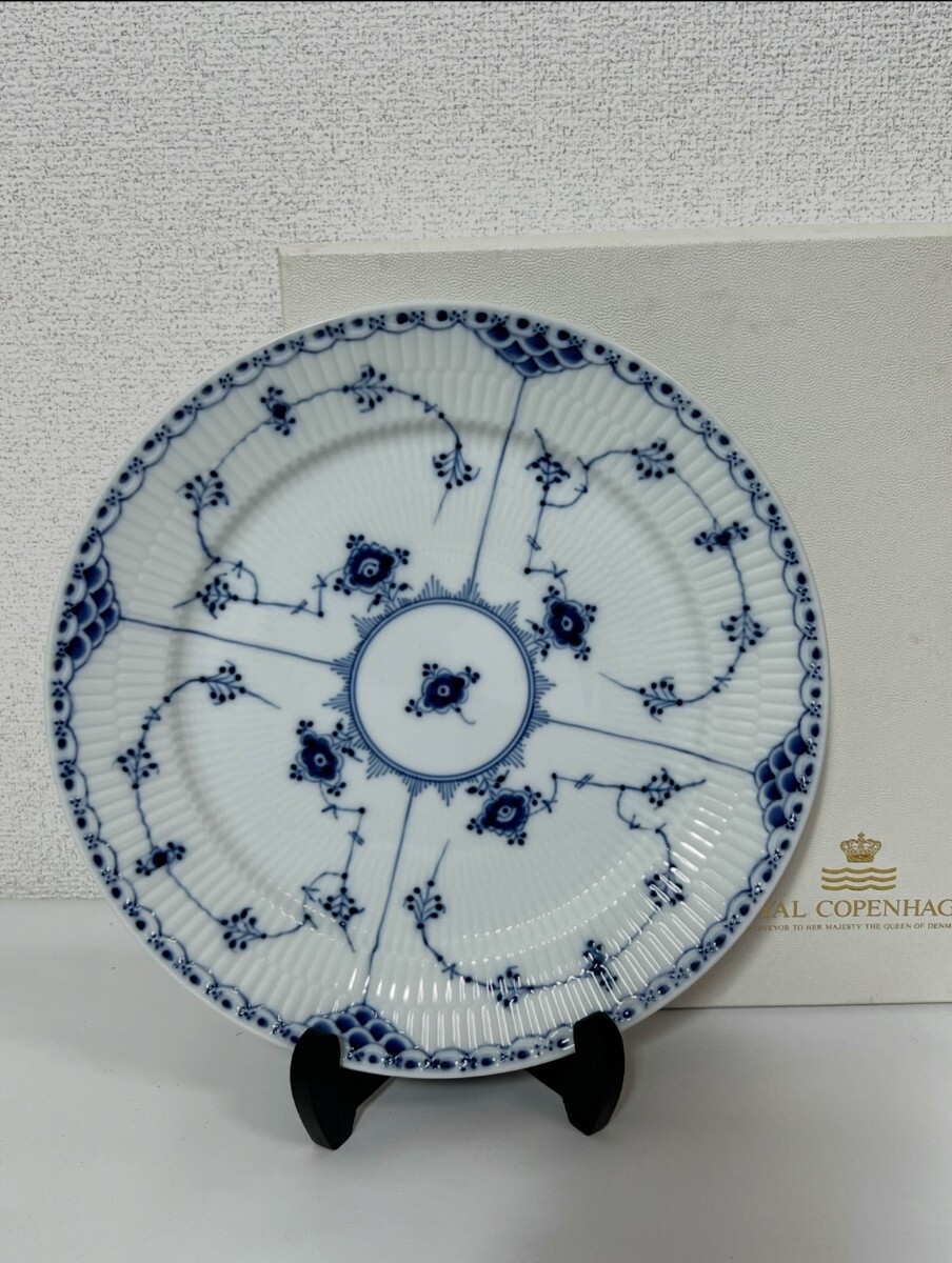 ブルーフルーテッド ハーフレース プレート 27cm ケース付 洋食器