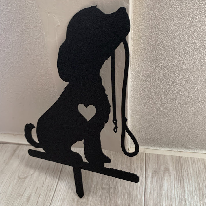 ■新品■ガーデン【犬・リード】ガーデンピック【アイアン】【アンティーク調】雑貨　オーナメント　ガーデニング　プレート