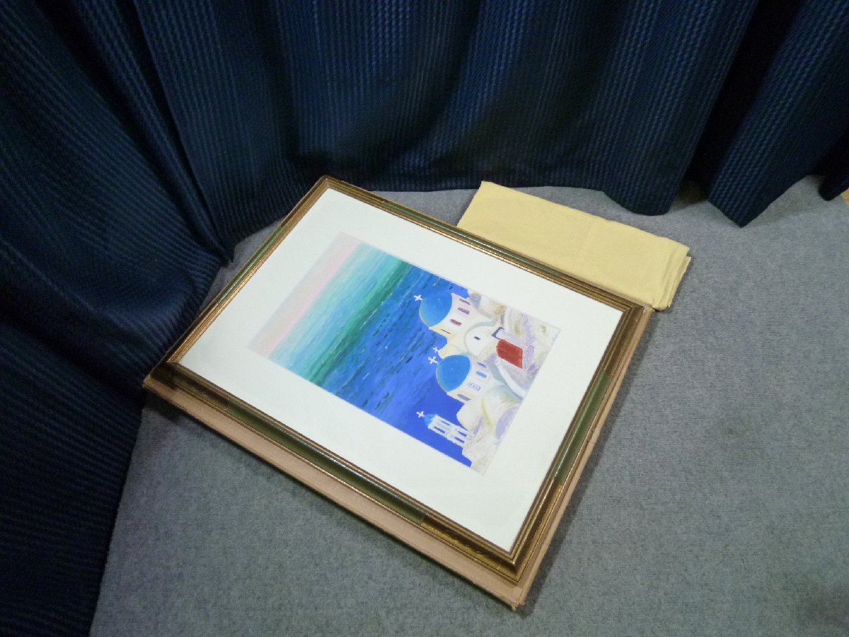 ▲ 嶋田幾雄 「エーゲ海にて 青い教会」 2001年 風景画 絵画 ▲