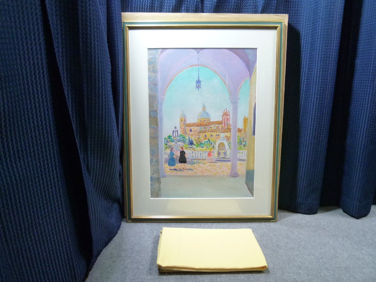 ◎ 嶋田幾雄 「イタリア・ヴィテルボ 市役所のテラス」 2004年 風景画 絵画 ◎