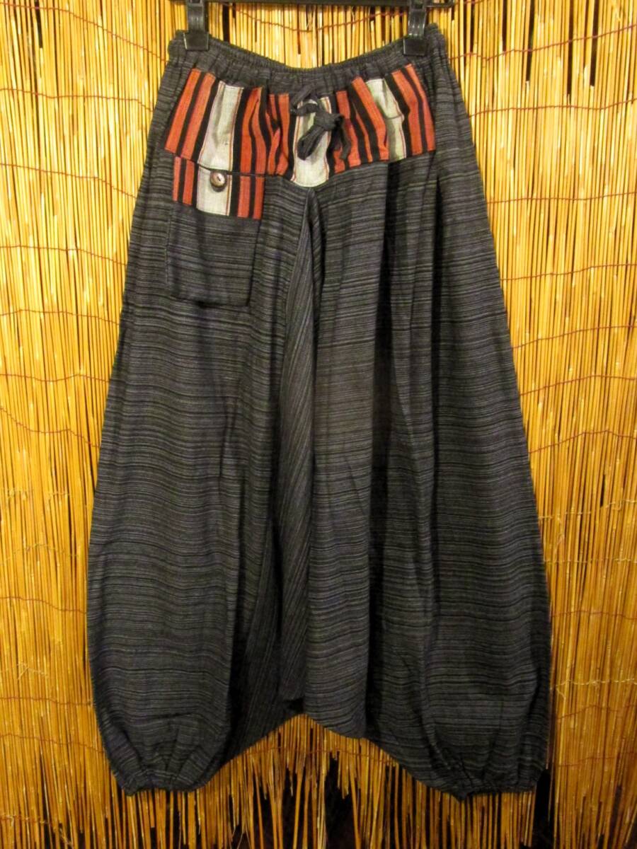 【送料込み／ＳＡＬＥ】新品 男女兼用 織りコットン素材 ナガ族 ふんわり サルエルパンツ エスニック アジアン ヒッピー ヨガ MAJAM