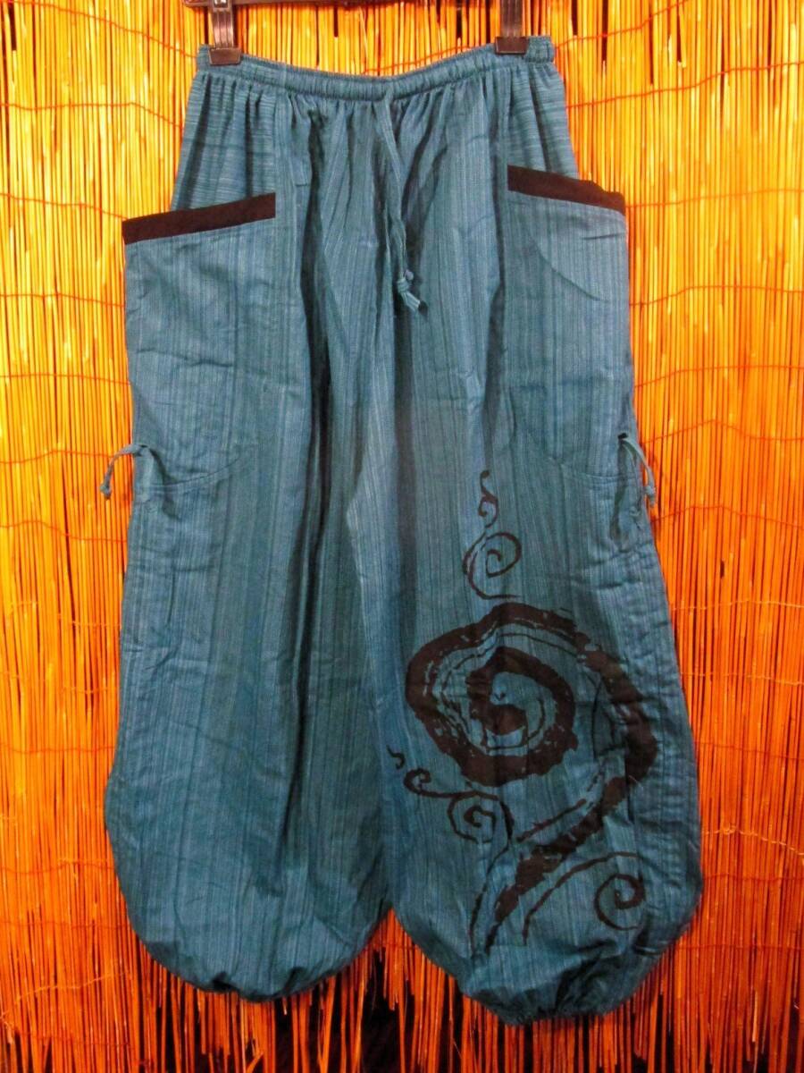 【ＳＡＬＥ】④新品＊男女兼用＊コットン素材＊渦巻きプリント＊カーゴタイプ＊ふんわり＊アラジンパンツ