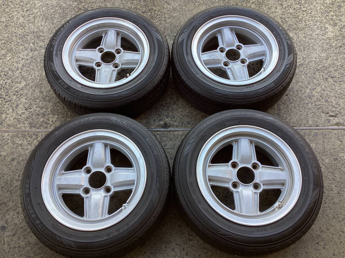 M8693 旧車に！POTENZA 6J +15 114.3 14インチアルミ＆175/65R14 緩衝材代わりの夏タイヤ4本セット☆彡