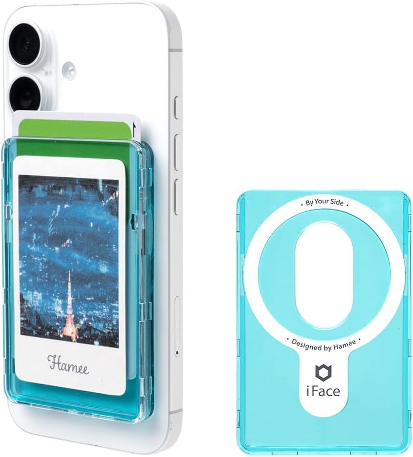  新品 送料無 ハミィ iFace MagSynq カードウォレット MagSafe クリア ブルー カードケース スリム ウォレット マグネット マグセーフ 