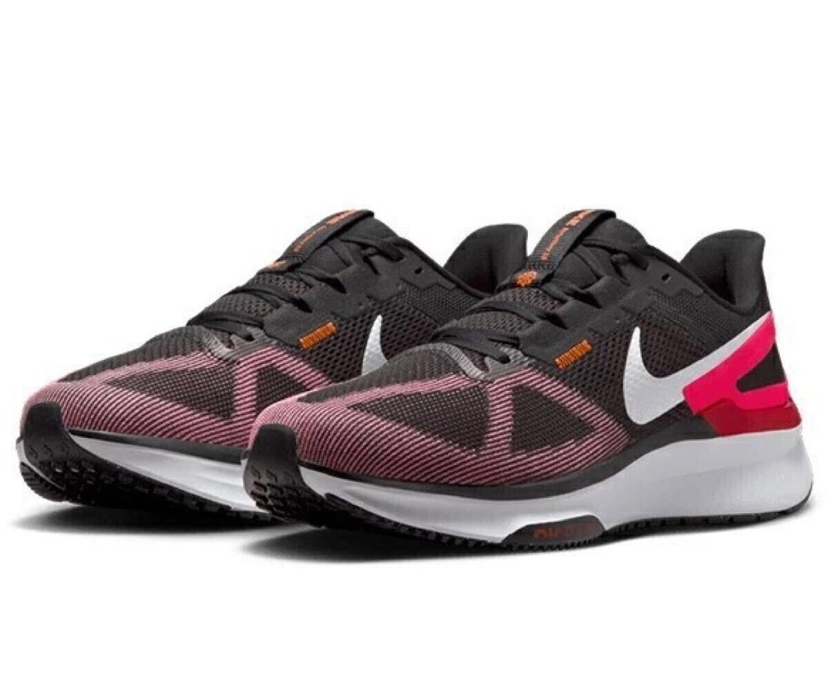 新品 送料込 NIKE AIR ZOOM STRUCTURE 25 27cm/US9 黒/赤 ナイキ エア ズーム ストラクチャー 25 RUN ロード ランニング