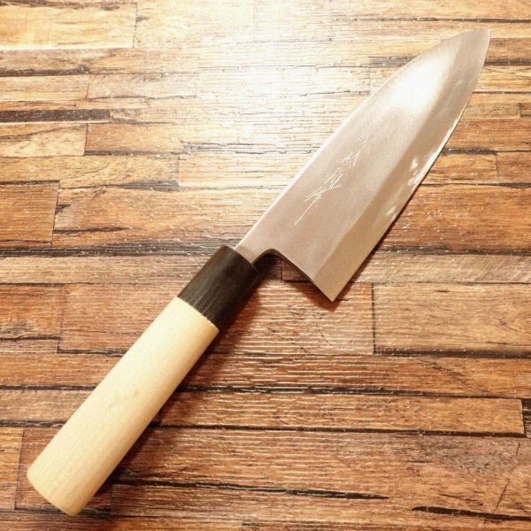 堺松翁 出刃包丁 研ぎ済 水牛柄 堺松翁作 ほぼ未使用保管品 185mm
