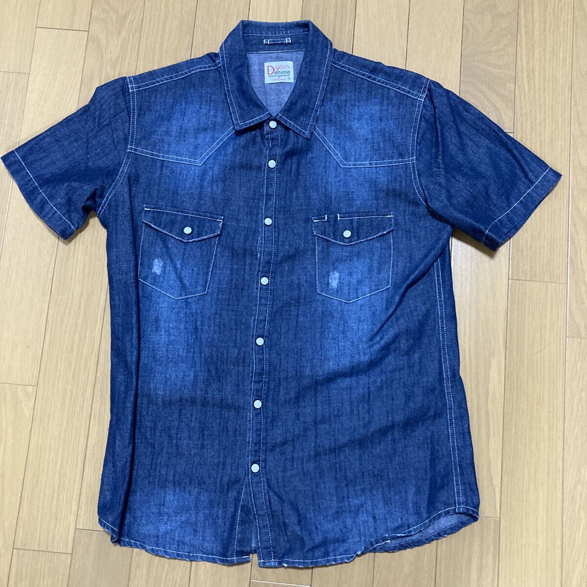 Denime 半袖 ウエスタンシャツ シャツ　デニム　ドゥニーム　デニムシャツ　Mサイズ 古着