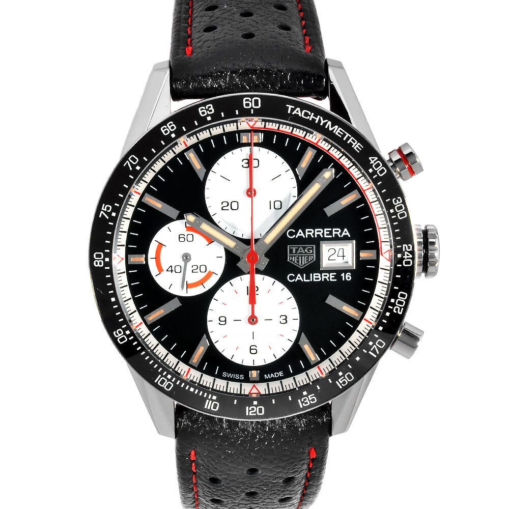 タグホイヤー TAG Heuer CV201AP カレラ キャリバー16 腕時計 自動巻 ブラック文字盤 デイト クロノグラフ SS メンズ