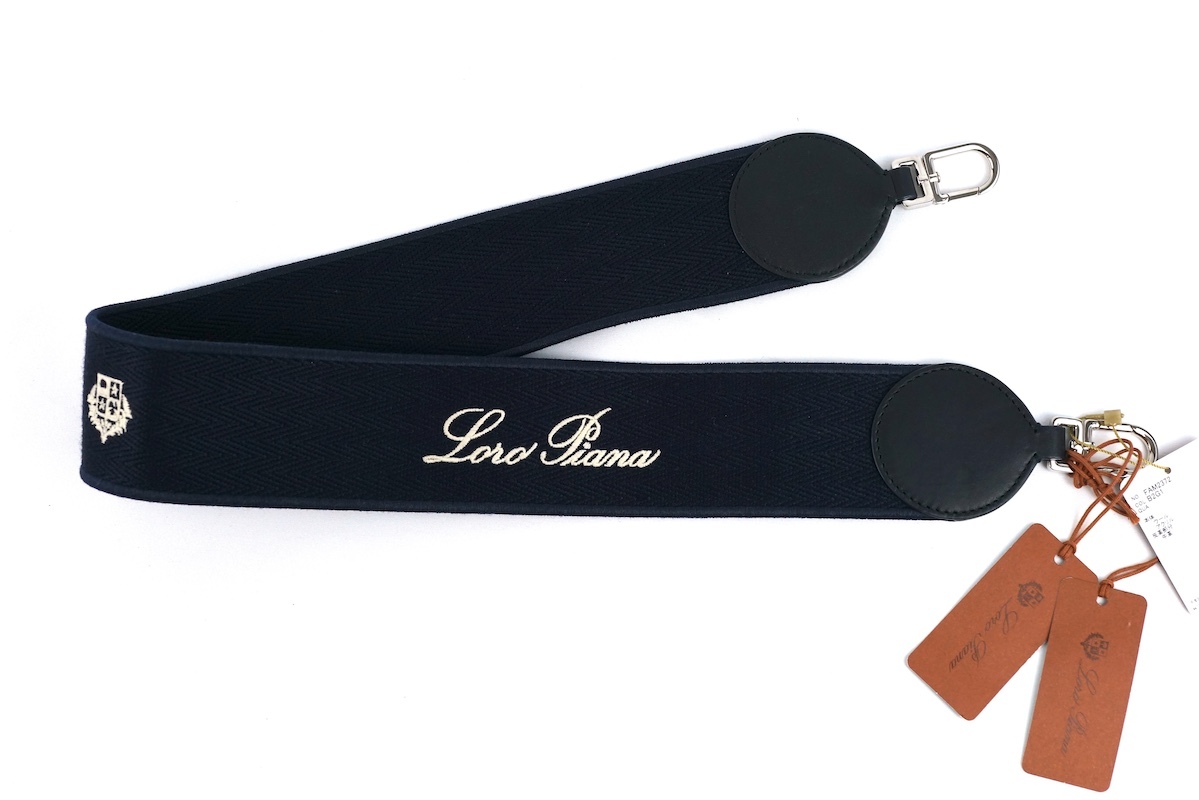 LORO PIANA SELVEDGE STRAP ロロピアーナ セルビッジ ストラップ ロゴ 刺繍 ネイビー FAM2372