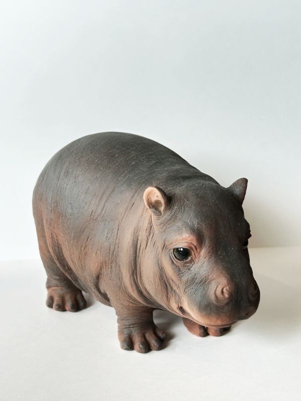 リアル オブジェ カバ 赤ちゃん アニマル 動物 置物 インテリア 飾り かわいい オーナメント レジン 雑貨 プレゼント ギフト 贈り物