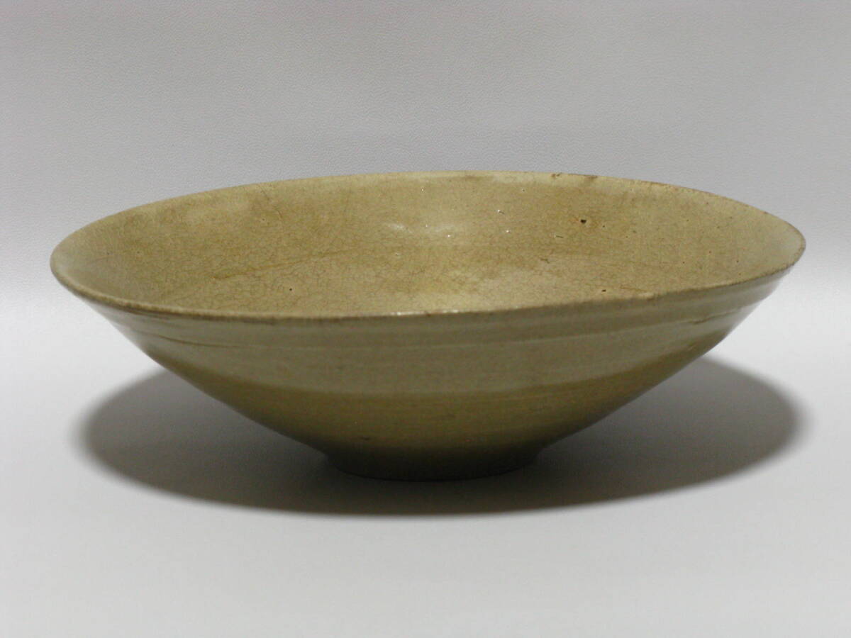 江戸時代 古作 写し『倣 高麗青磁 平 茶碗』箱無 黄口 朝鮮古陶磁 検 古青磁 古清水 茶道具 表千家 裏千家 小林東五 珠光青磁茶碗