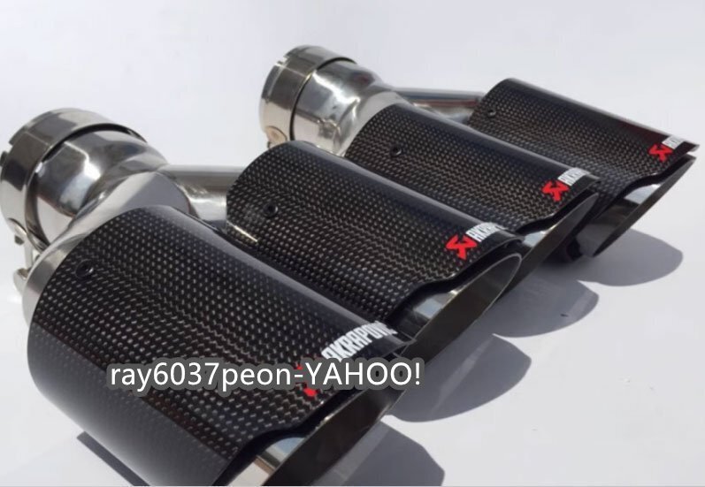 Akrapovic マフラーカッター 炭素繊維 エンドパイプ ステンレスヒートタイプ ★ ブラック★2個セット