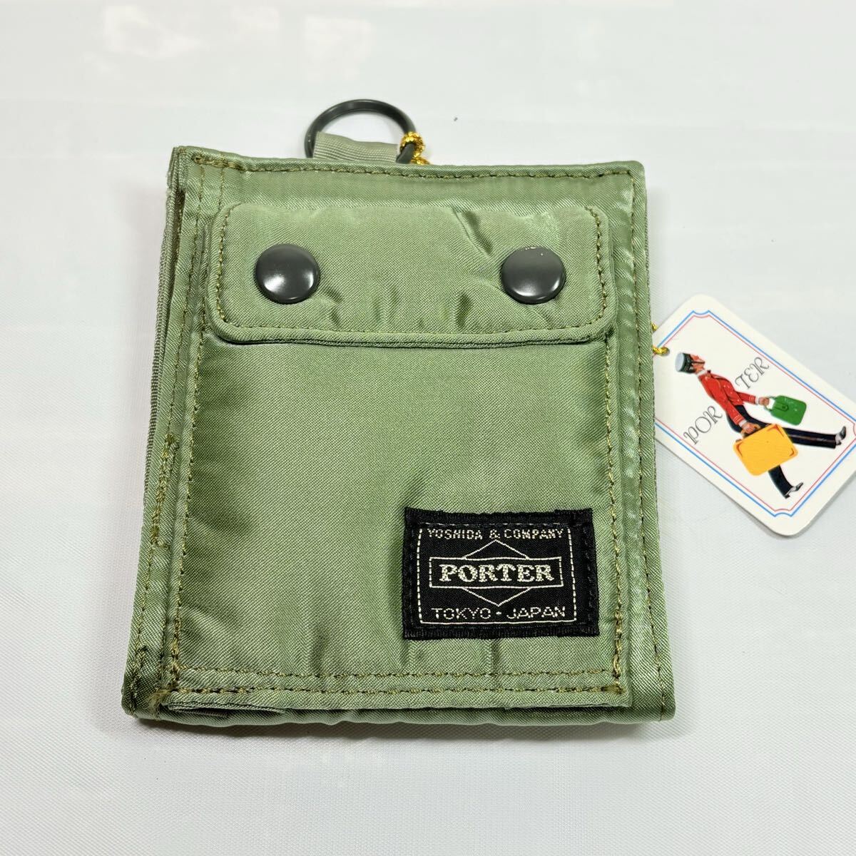 美品タグ付き　PORTER ポーター 二つ折り財布 タンカー セージグリーン 財布　 吉田カバン