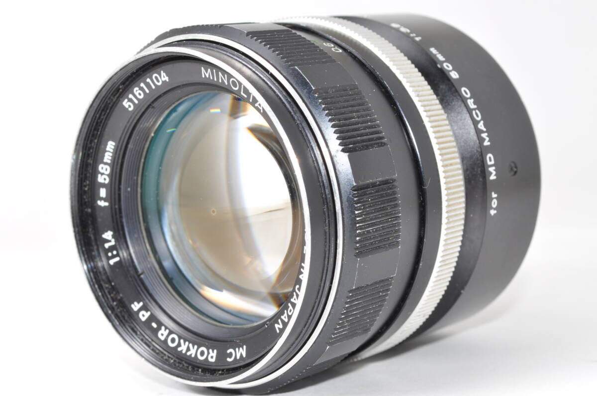 並品 ミノルタ MINOLTA MC ROKKOR-PF 58mm F1.4 for MD MACRO 50mm F3.5 ♯A7037