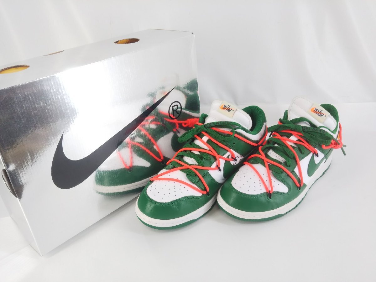美品/OFF-WHITE × Nike Dunk Low White/Pine-Greenオフホワイト × ナイキ ダンク ロー ホワイト/パイン グリーンCT0856-100 28.0cm