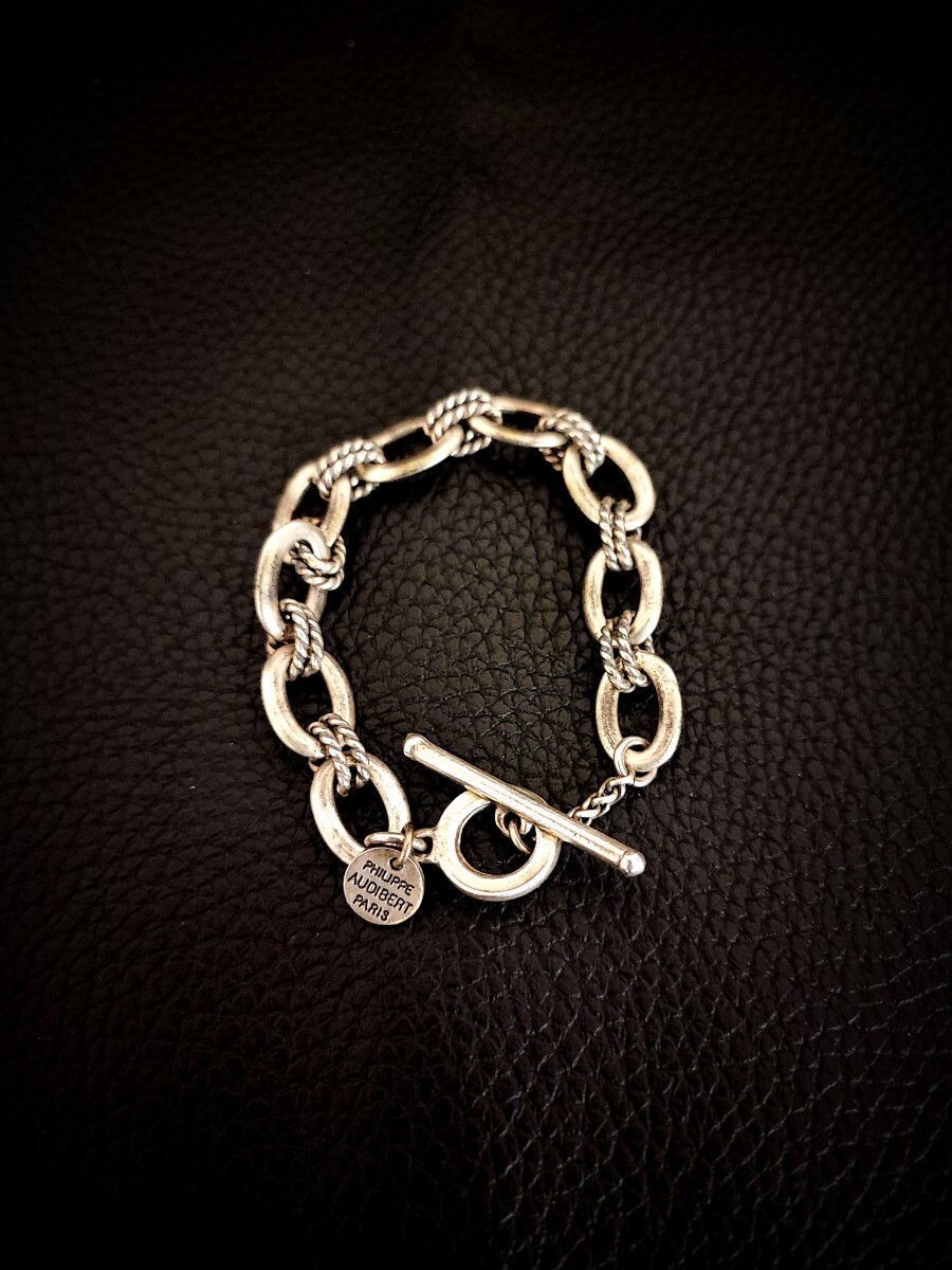良品　PHILIPPE AUDIBERT フィリップオーディベール チェーン ブレスレット アンカーチェーン　Tバー　ユニセックス　今人気のデザイン　