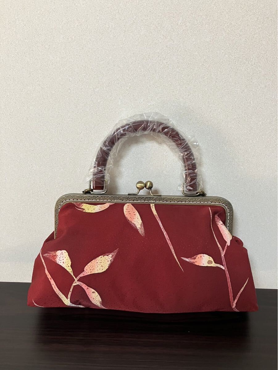 アンズルーム★2WAY★着物　帯★がま口　バッグ★ハンドバッグ★ショルダー★赤系