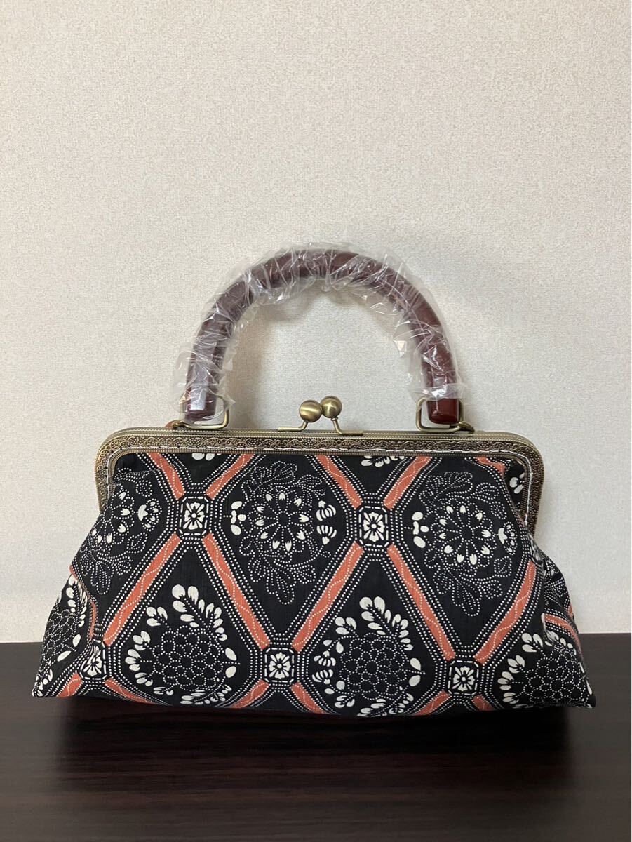 アンズルーム★2WAY★着物　帯★がま口　バッグ★ハンドバッグ★ショルダー★黒