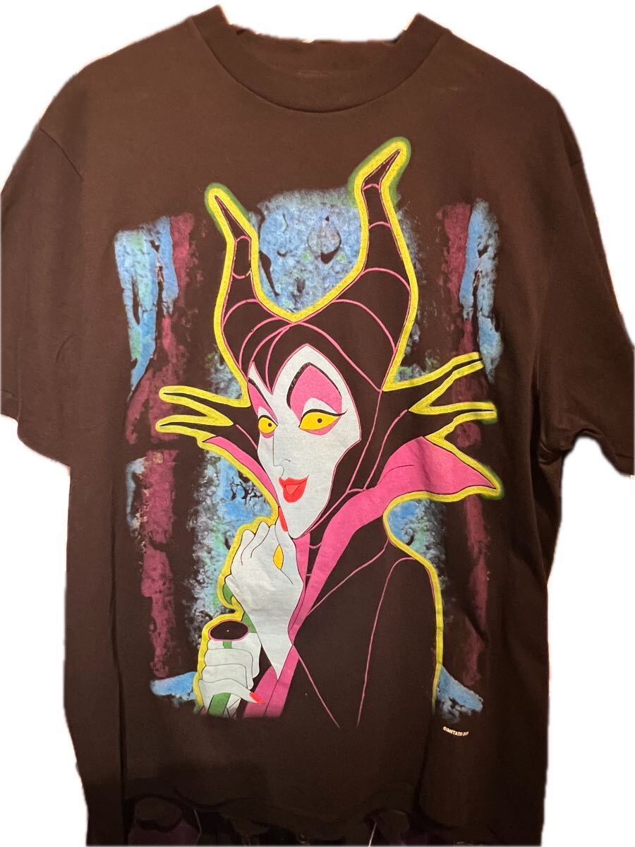 DISNEY マレフィセント × Sleeping Beauty 両面プリント 手刷り シングルステッチ 映画T fear of got geeks rule saintmichael
