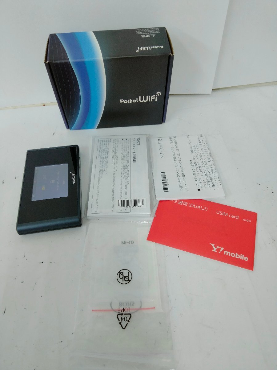 Ymobile Pocket Wi-Fi 305ZT モバイルルーター ラピスブラック 通電起動初期化済み 充電ケーブル欠品 箱付 ワイモバイル ルーター