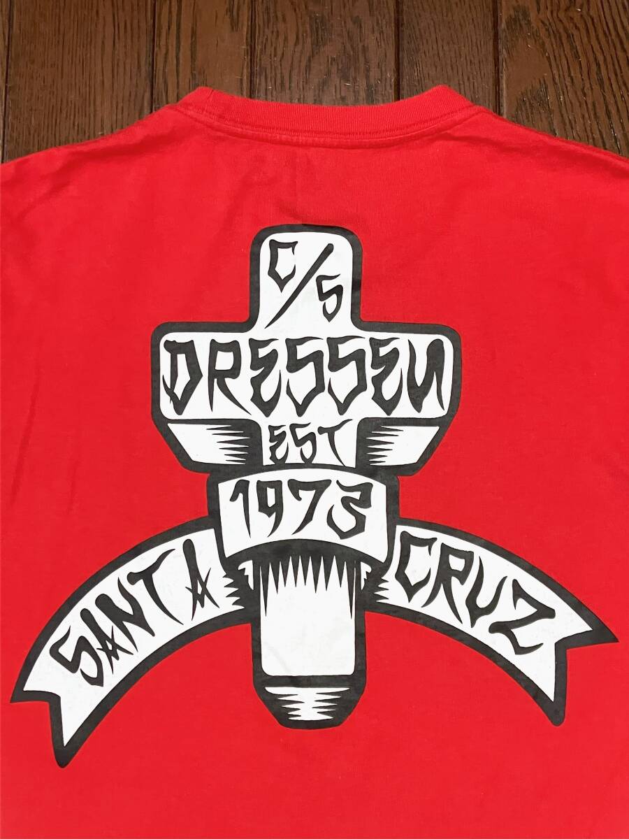 サンタクルーズ SANTACRUZ エリックドレッセン ERIC DRESSEN 十字架 クロス 袖プリ 長袖 Tシャツ 赤 ロンT スケボー スケーター スケート