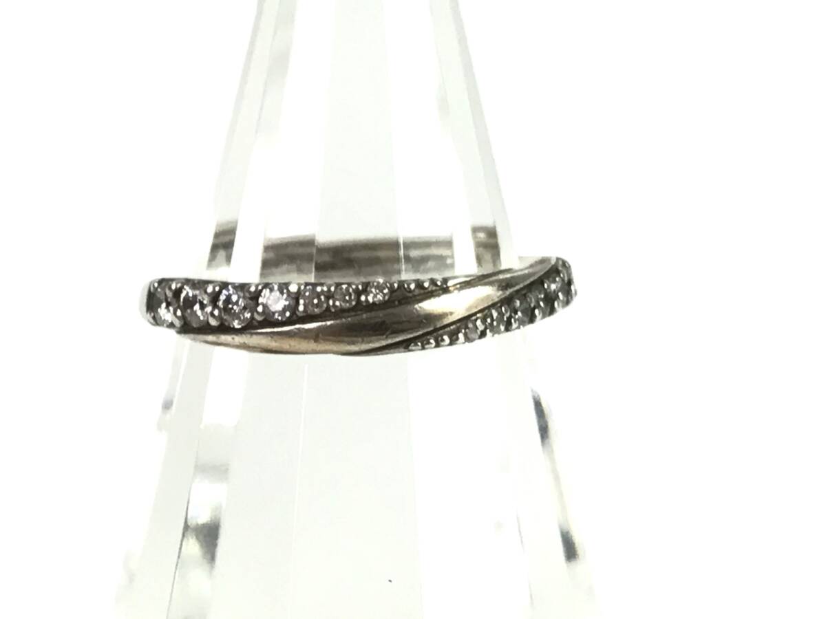 ヨンドシー　4℃　ラインストーン　デザイン　リング　指輪　サイズ11号　アルファベット刻印あり　シルバー/SILVER　YAS-12585