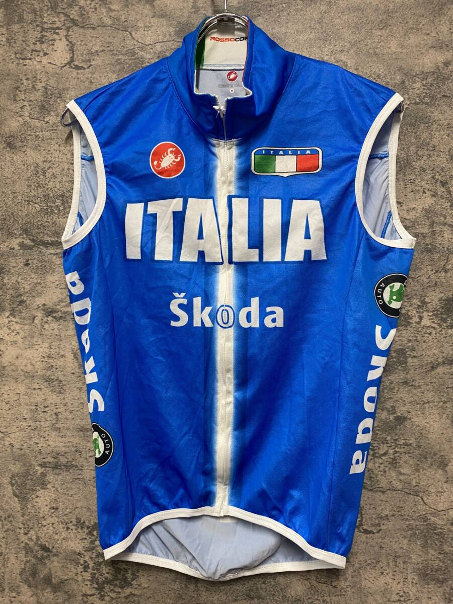 JH959 カステリ CASTELLI ROSSO CORSA サイクルベスト ジレ 青 M