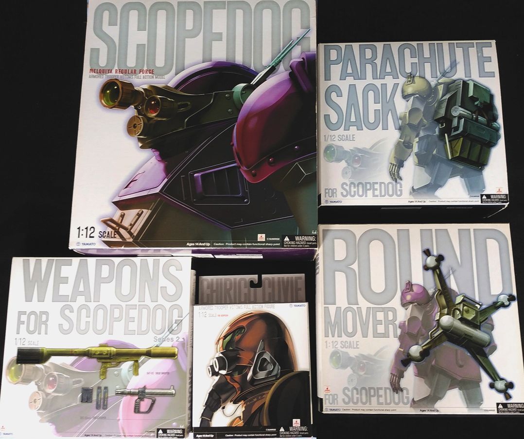 ★ ☆同梱NG☆ ボトムズ 【絶版】やまと スコープドック メルキアVer & キリコ & ザック & ラウンドムーバ & 武器セット2 全5個セット ★