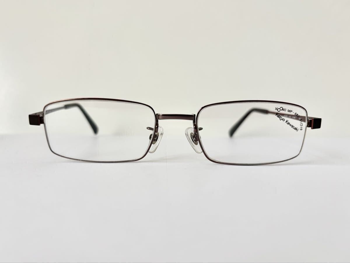 カズオカワサキ　増永眼鏡　新品　未使用　日本製　メンズ　メタル　ブラウン　茶色　ビジネス　フレーム　フルリム　溝安全　眼鏡　メガネ