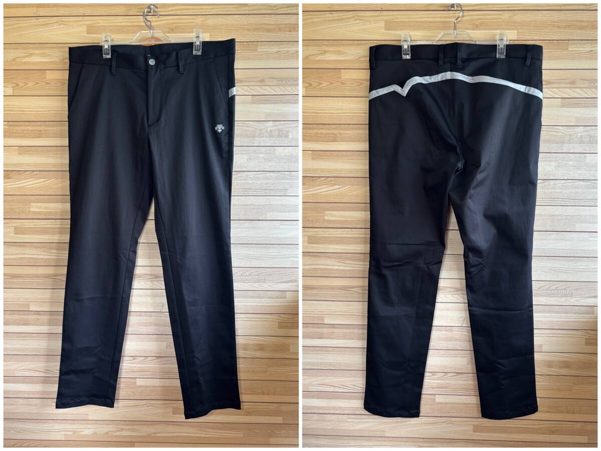 #★大きい サイズ XB 5L 96cm★未使用★DESCENTE GOLF デサント ゴルフ ナイロン ストレッチ ロング パンツ ブラック 黒 シンプル 春 秋 冬