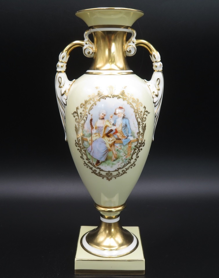 オールドノリタケ 花瓶 Noritake-M-Japan印 金彩 ポートレート ハンドペイント アンティーク ヴィンテージ 昭和 レトロ 1940年代