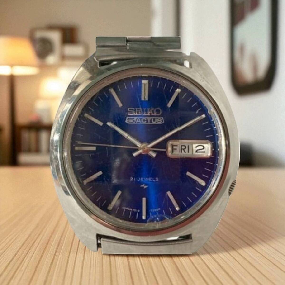 【不動品/ヴィンテージ】SEIKO セイコー ５ アクタス 7019-7210 腕時計 デイデイト 21石 文字盤/ブルー 自動巻き　製造年月：1973年02月
