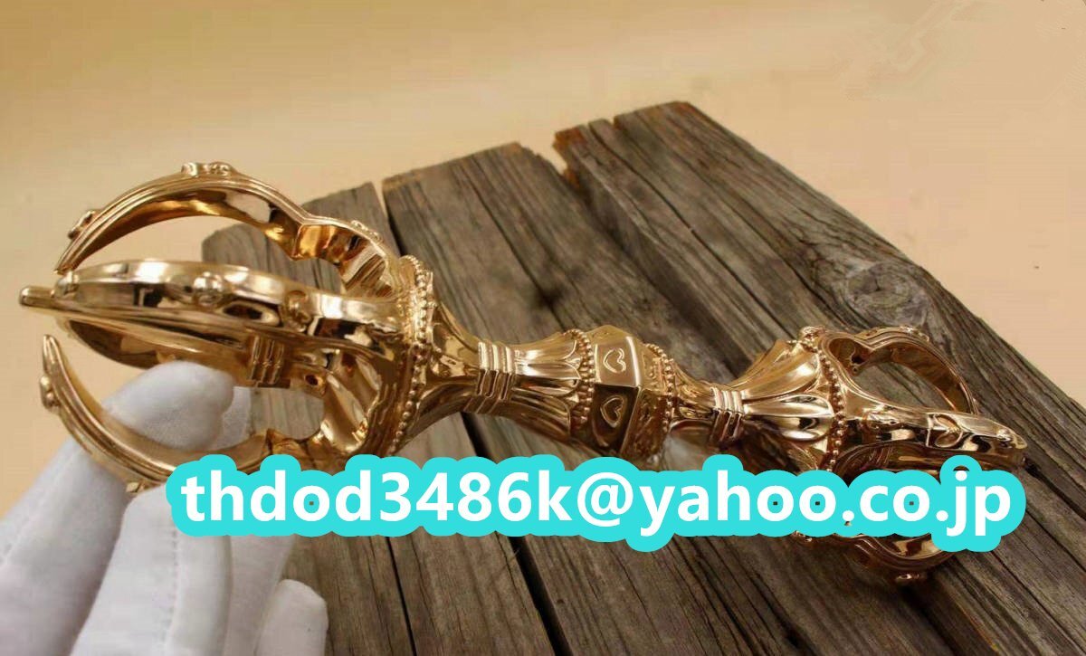 「密教法具 寺院用仏具」真言宗 金剛杵 五鈷杵 仏具 仏教芸術品 銅製 磨き仕上げ 長さ22cm