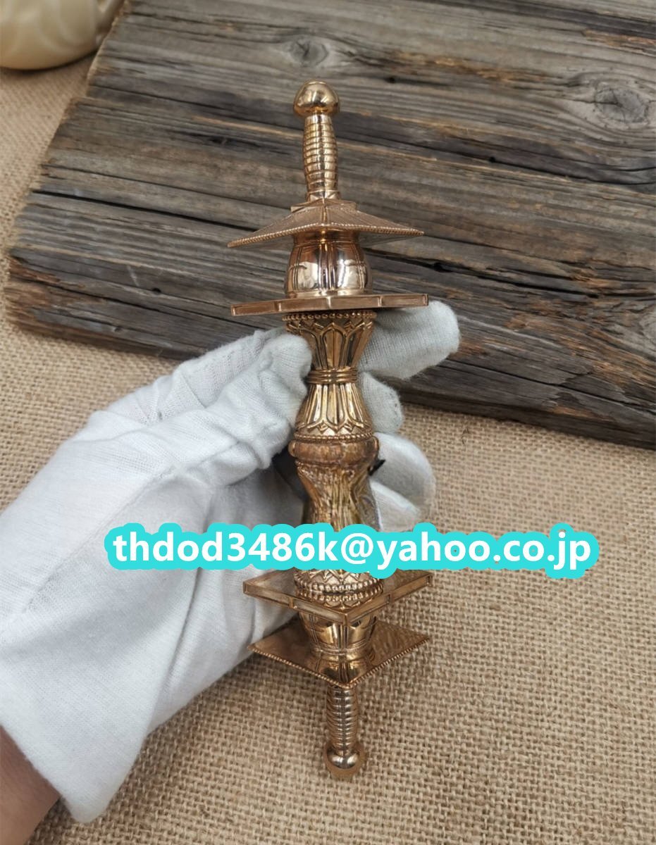 「密教法具 寺院用仏具」真言宗 金剛杵 宝塔杵 仏教工芸品 磨き仕上げ 長さ17cm