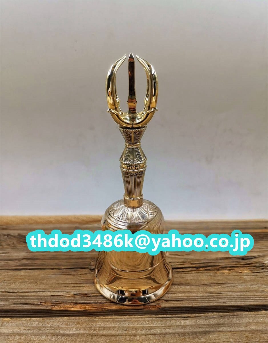 「密教法具 寺院用仏具」真言宗 五鈷鈴 金剛鈴 仏教工芸品 仏具 磨き仕上げ 銅製 高さ16cm