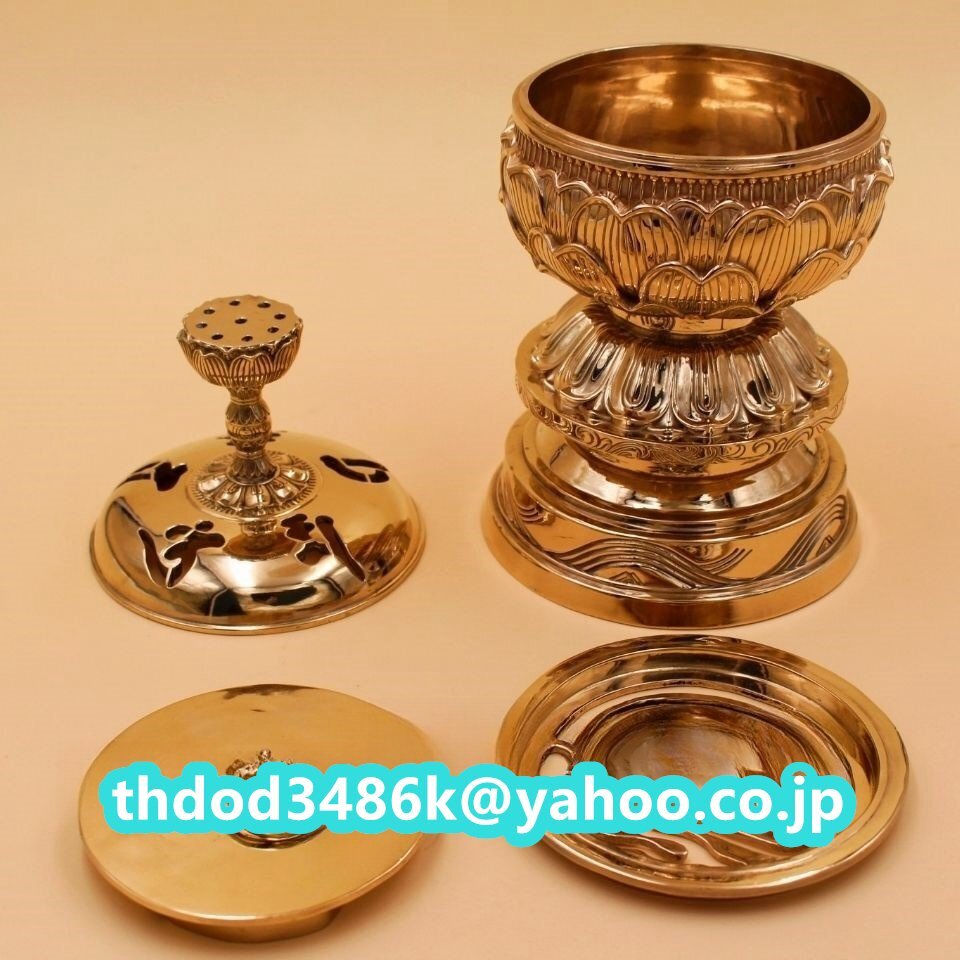 「密教法具 寺院用仏具」極上品 大悲香炉 仏具 仏教芸術品 磨き仕上げ 銅製 高さ31cm