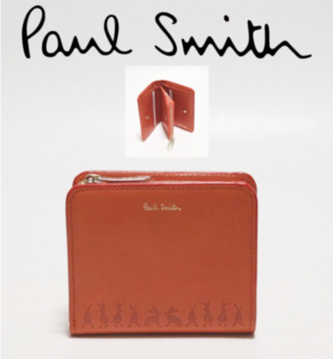 23,100円新品【ポールスミス】可愛いウサギ 型押し レザー二つ折り財布 v7447 レディース