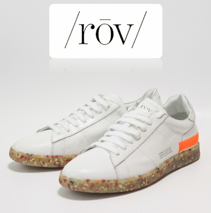 47,300円新品箱付き【rov ローヴ】ダメージ加工 レザースニーカー 白 44(28.0) v7440