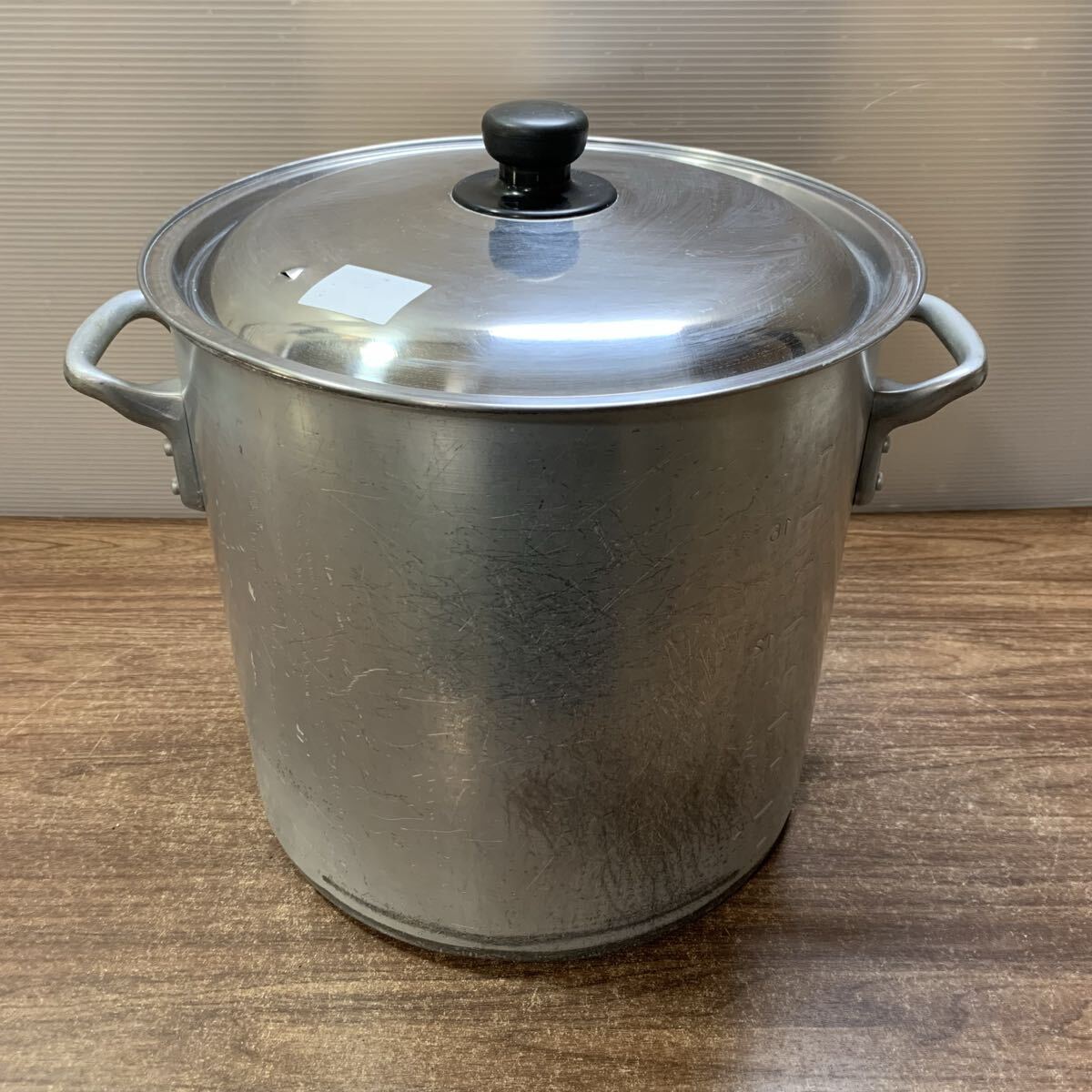 中尾アルミ製作所 キングポット アルミ製寸胴鍋 30cm/20L 業務用 調理器具 両手鍋 蓋付 大容量 味噌汁 煮込み NAKAO KING-POTS 中古 (V23
