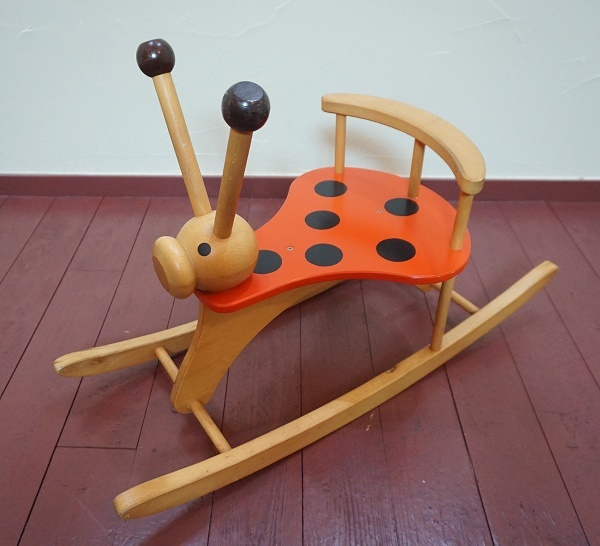 東欧チェコ製 木製 玩具 キッズチェア 子供椅子 チャイルドチェア イス 遊具 乗り物 ロッキングチェア てんとう虫 / 北欧 actus idee MUJI