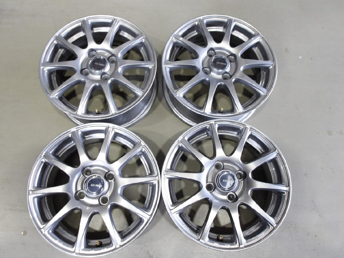 (R07/08/07-4) Φ 14インチ / 社外アルミホイール / 14Ｘ5.5J+45 / 4Ｈ PCD100 / 4本 / 中古 / ブリヂストン / エコフォルム