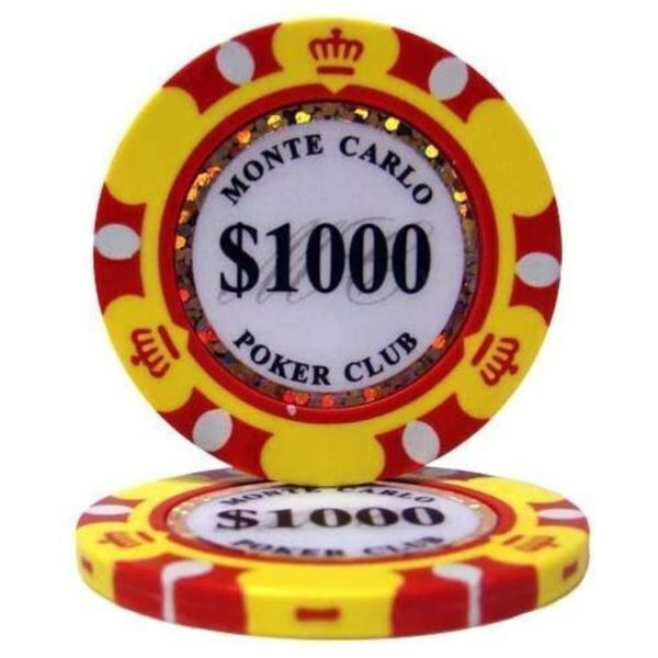 100枚セット $1,000 ポーカーチップ モンテカルロ カジノ コイン クレイ プラスチック ゴルフ ボールマーカーグリーンマーカー