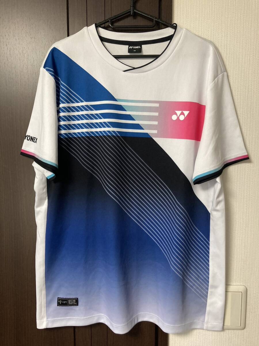 YONEX　ヨネックス　バドミントン　テニス　ウエア　ホワイトベース　ネイビーブルーピンク系　110サイズ（XO相当） 海外製